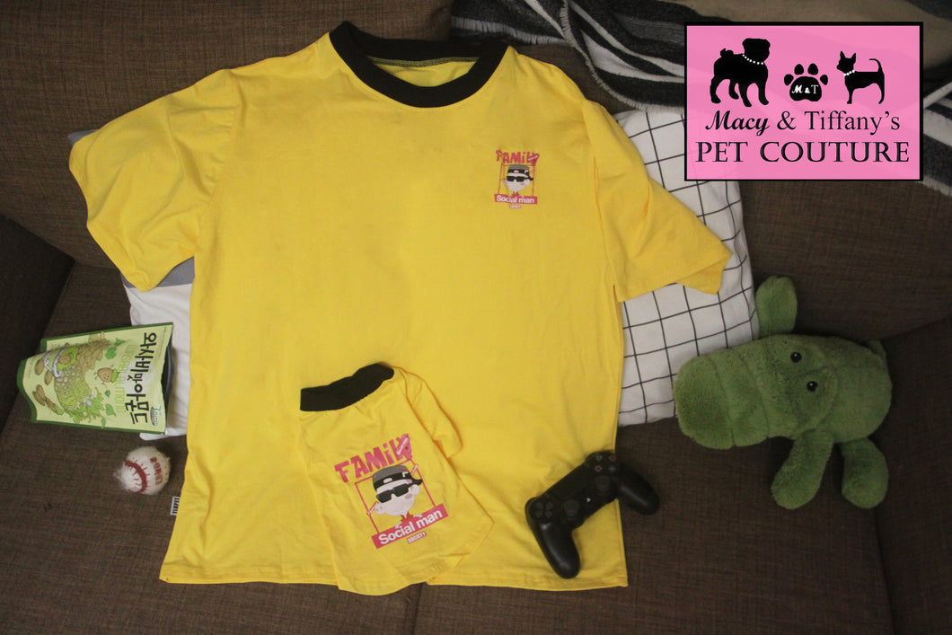 Family Social Man Yellow Shirt Pair Set
