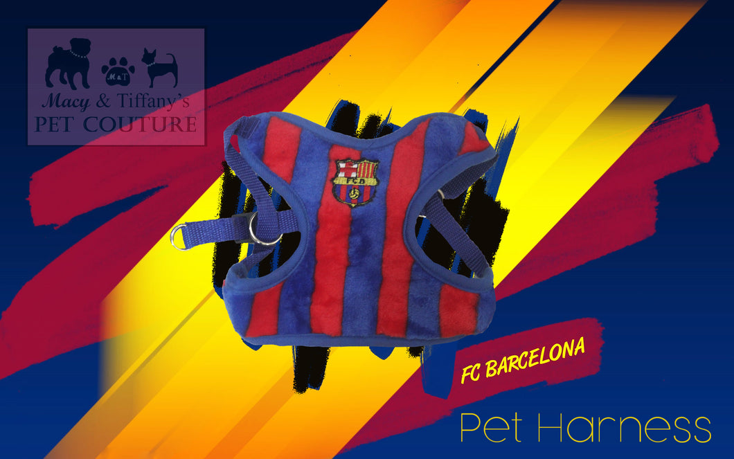 FC Barcelona Football Pet Harness with Leash Set
