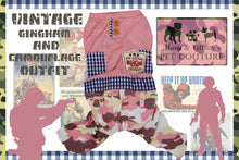 Vintage Gingham & Camouflage Outfit (available in Peach Pink)