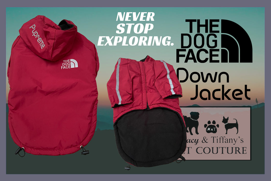 The Dog Face North Face Pet Jacket (Maroon)