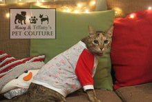 Christmas Candy Cane Cat Baseball Quarter Sleeves Pet Shirt