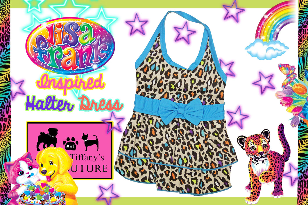 Lisa Frank Inspired Leopard Print Pet Dress