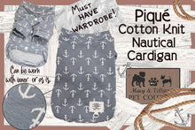 Piqué Cotton Knit Nautical Pet Cardigan (Stone Blue)