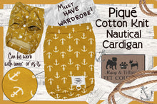 Piqué Cotton Knit Nautical Pet Cardigan (Mustard Yellow)