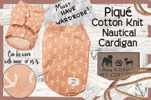 Piqué Cotton Knit Nautical Pet Cardigan (Peach)