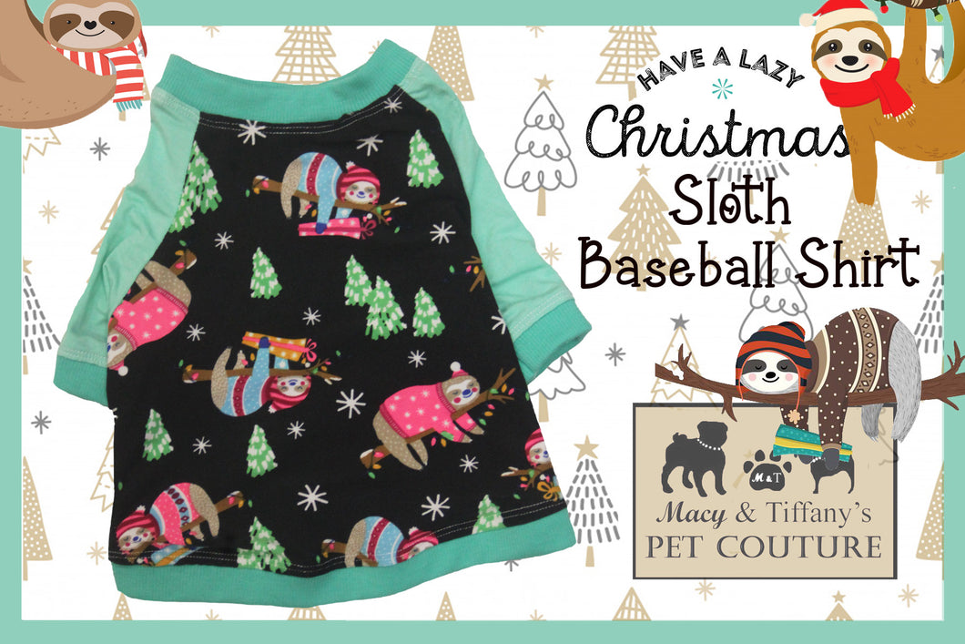 Lazy Sloth Christmas Pet Baseball Shirt
