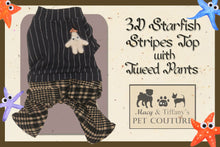 Starfish Stripes Top with Tweed Pants Pet Outfit Overalls
