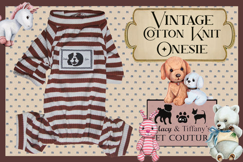 Vintage Cotton Knit Pet Onesie Pajama
